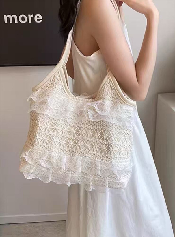 レースフリルトートバッグ