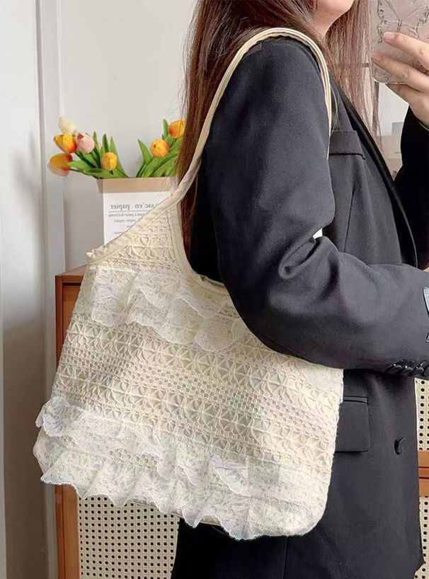 レースフリルトートバッグ