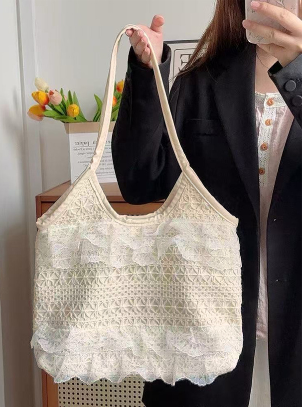 レースフリルトートバッグ