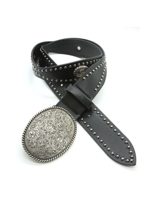 オーダー品　No.7 No.8 スタッズベルト　ミッスーリ ピラミッドスタッズベルト 【ブラック】