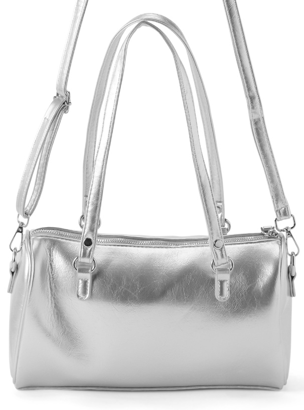 D&G JUNIOR /ボストンバッグ ショルダー 2wayバッグ シルバー ミニボストンバッグ 持つ楽しみがあるクロコ型押し 2WAY