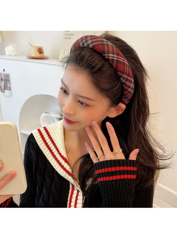 チェック柄カチューシャ