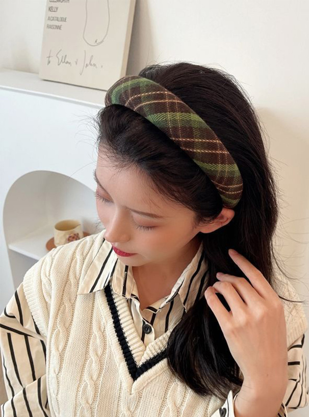 チェック柄カチューシャ