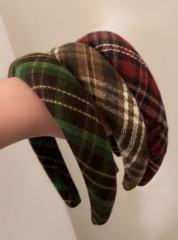 チェック柄カチューシャ