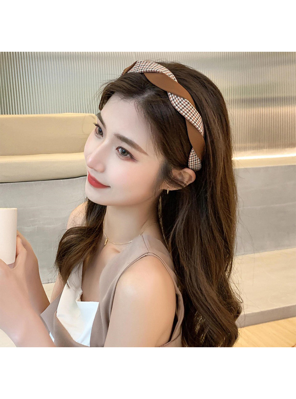 チェック柄ツイストデザインカチューシャ[sda312]