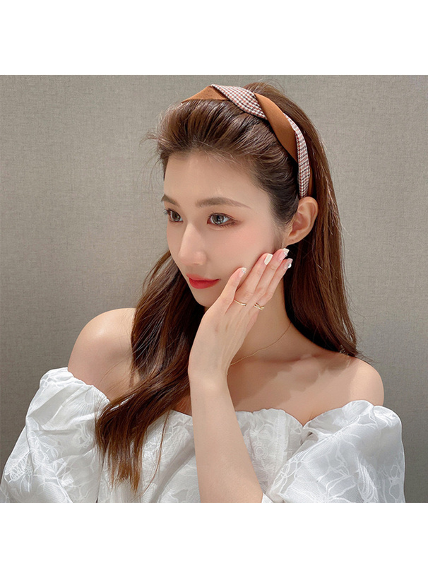 チェック柄ツイストデザインカチューシャ