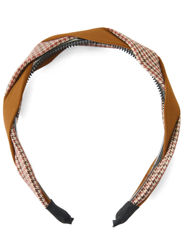 チェック柄ツイストデザインカチューシャ