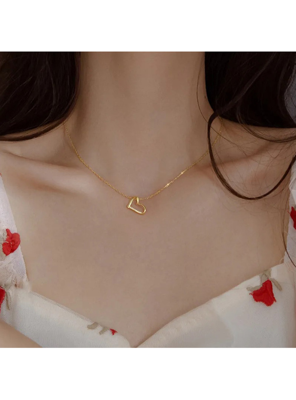 ラインストーンハートネックレス