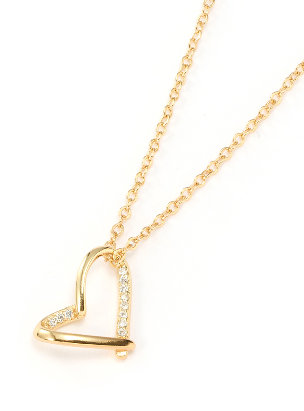 ラインストーンハートネックレス