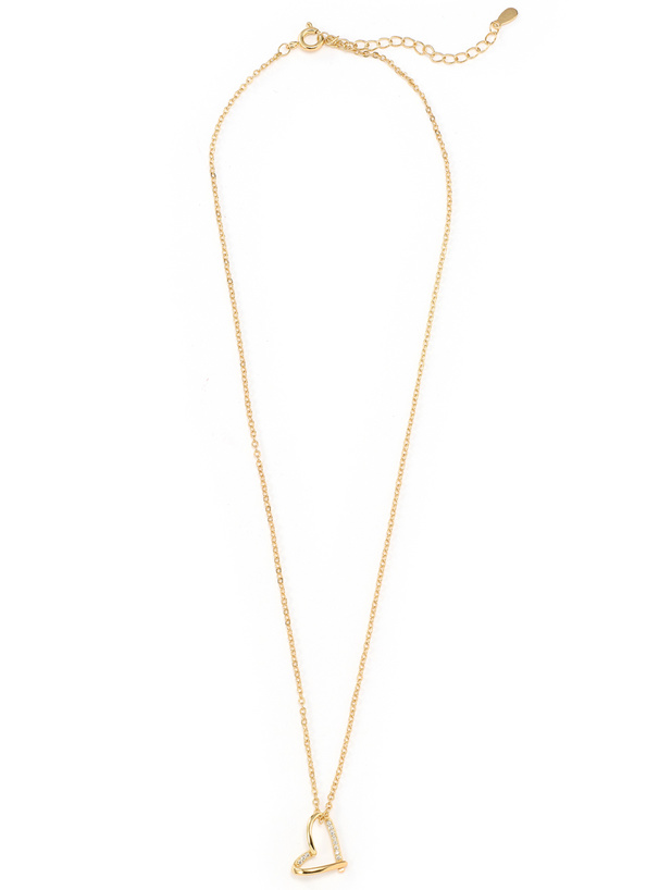 ラインストーンハートネックレス