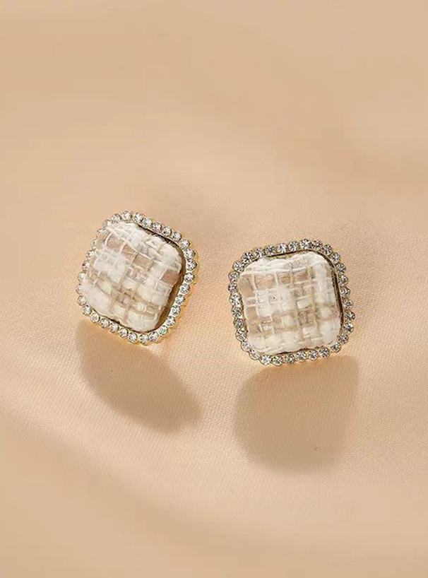 ツイードスクエアピアス