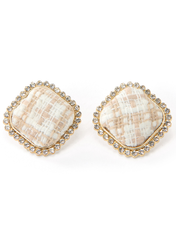 ツイードスクエアピアス