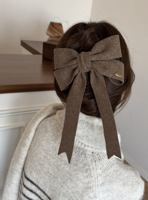 リブニットリボンヘアクリップ