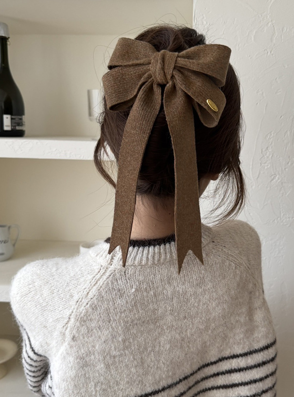 リブニットリボンヘアクリップ