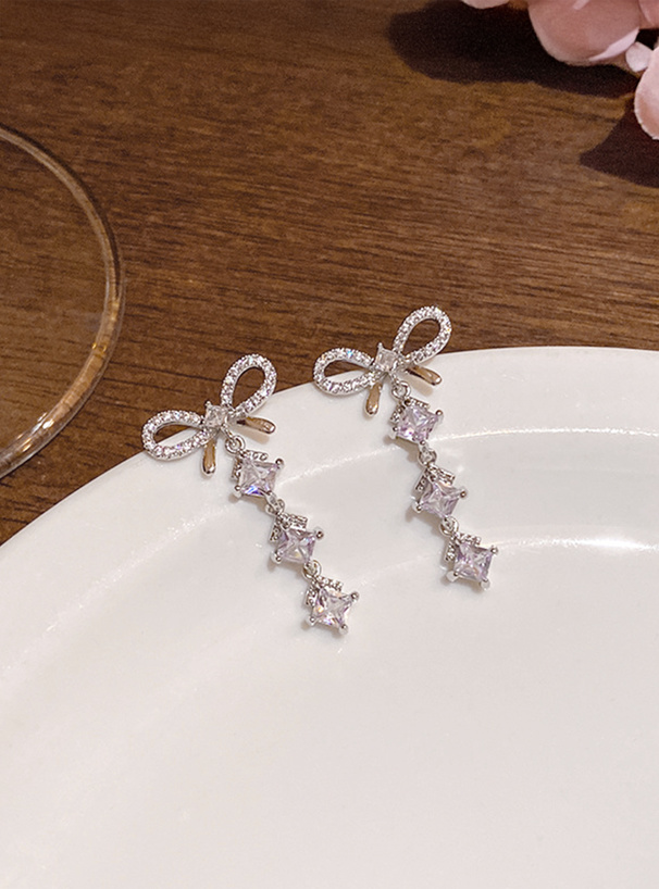 リボンビジューミニピアス