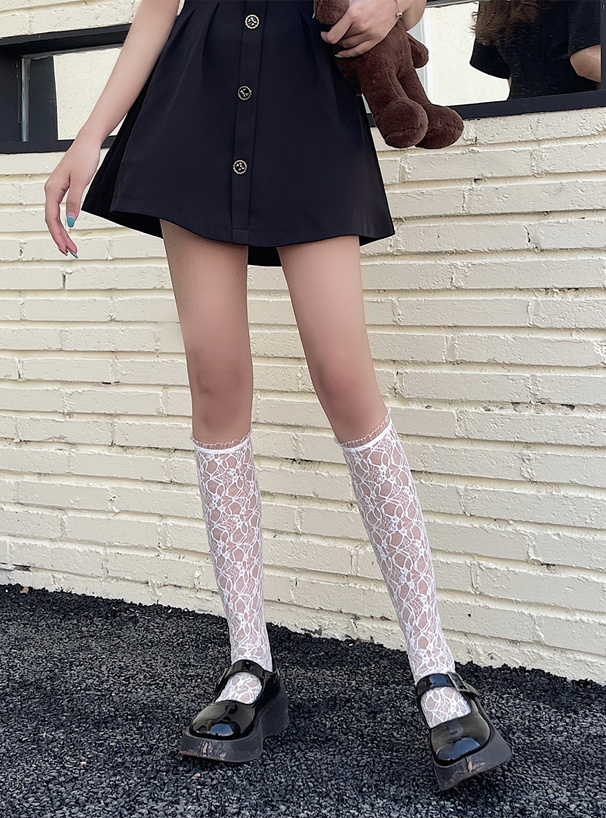 レースフリルハイソックス