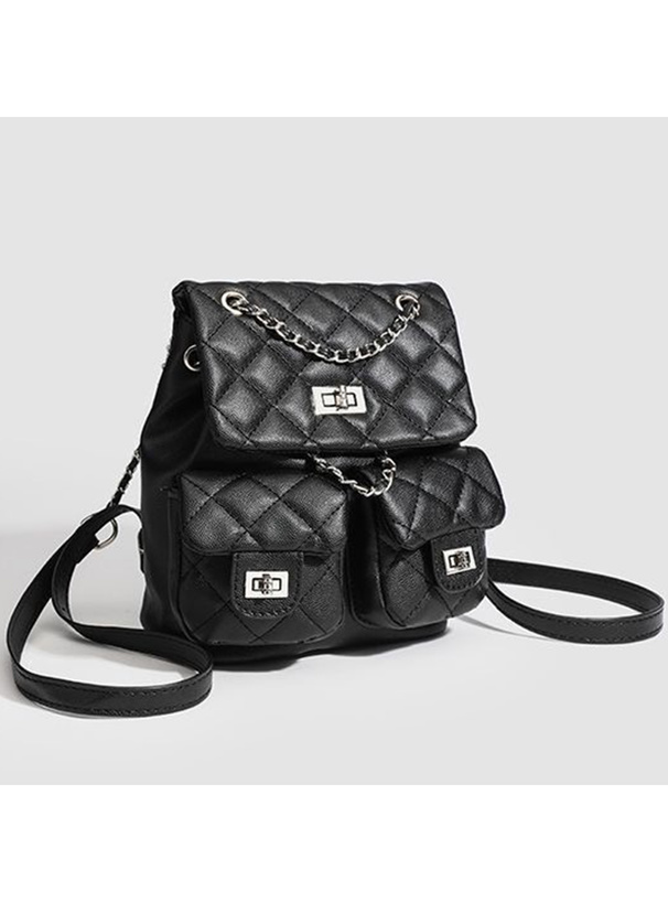 ダブルポケットキルティングレザーミニリュック