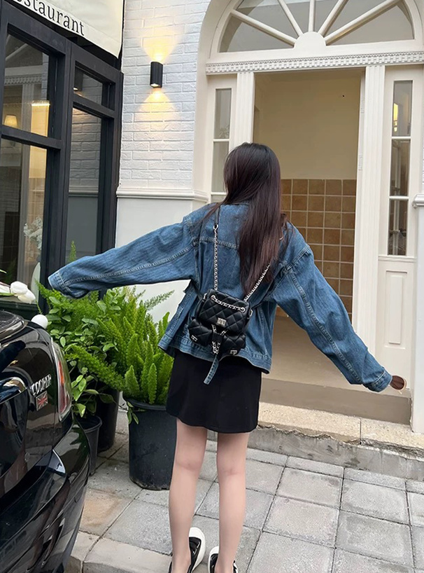 ダブルポケットキルティングレザーミニリュック