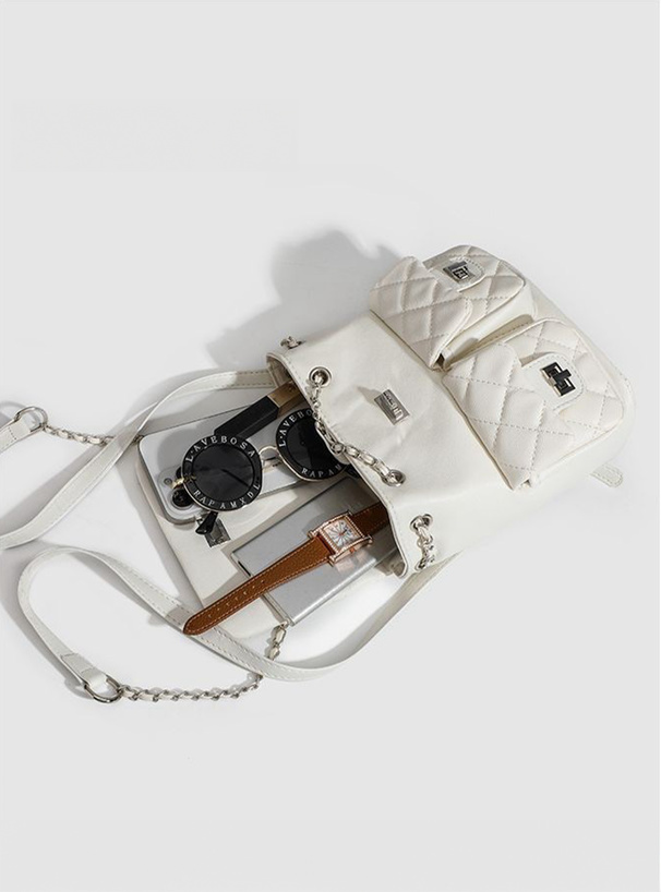 ダブルポケットキルティングレザーミニリュック