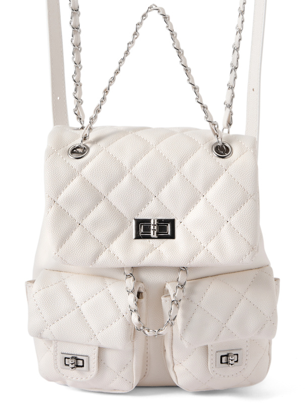 ダブルポケットキルティングレザーミニリュック