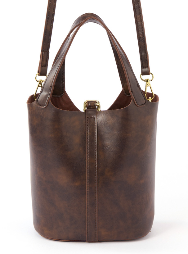 ポーチ付き2Wayレザーバケツバッグ