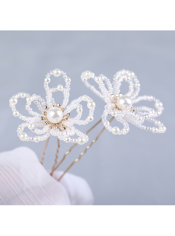 フラワービーズヘアピン2点セット