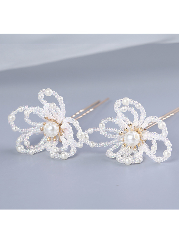 フラワービーズヘアピン2点セット