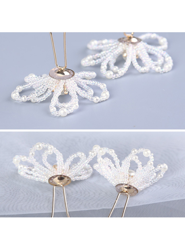 フラワービーズヘアピン2点セット