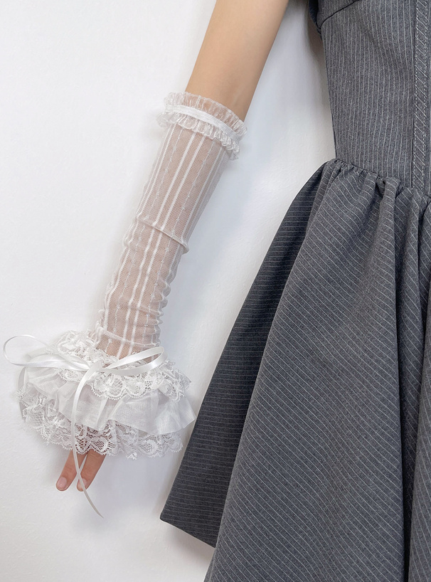 シアーレースフリルリボンアームカバー