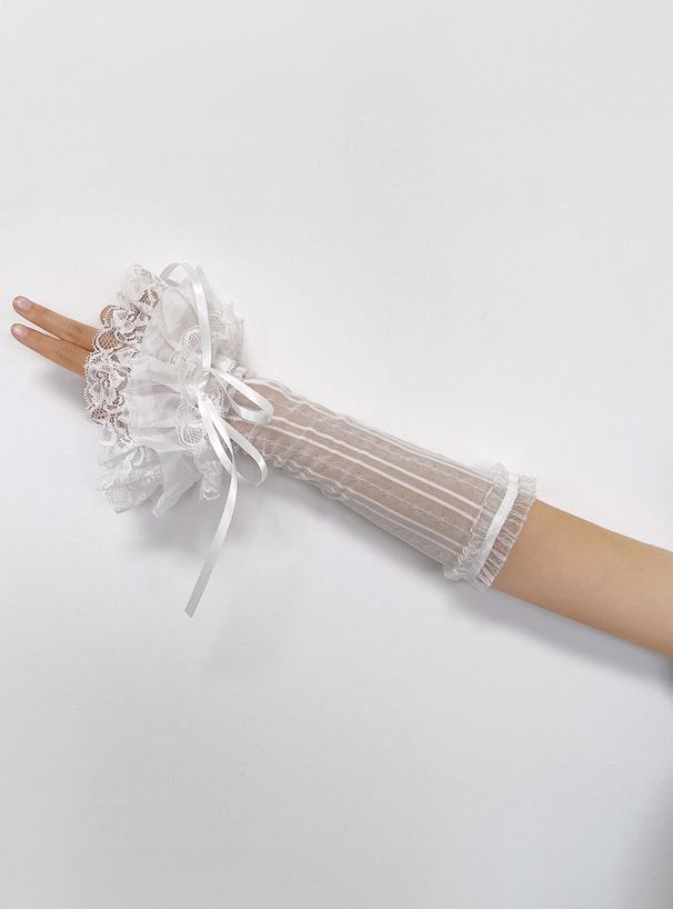 シアーレースフリルリボンアームカバー