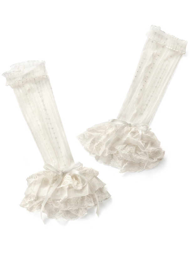 シアーレースフリルリボンアームカバー