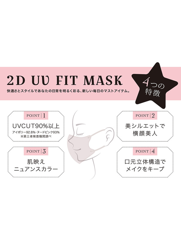 2DフィットUVカット小顔マスク 普通サイズ 30枚セット