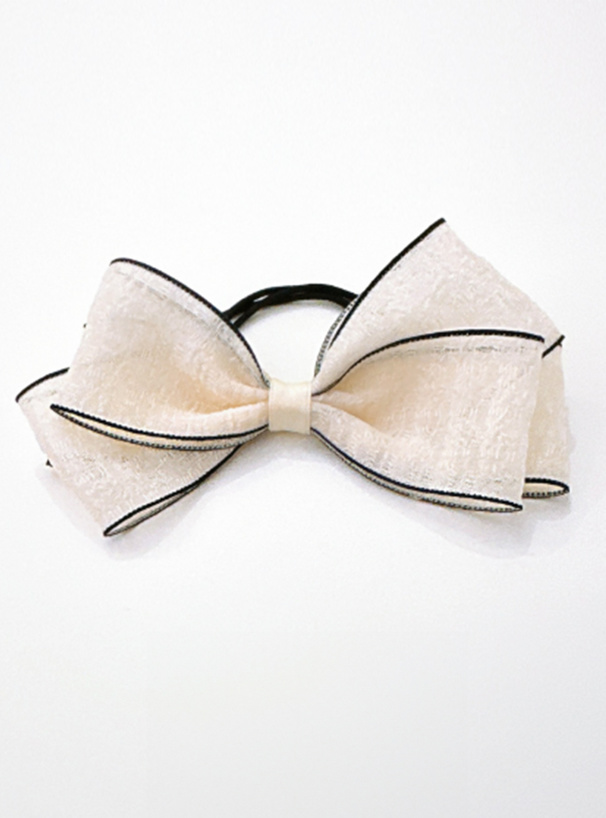 配色シアーリボンヘアゴム