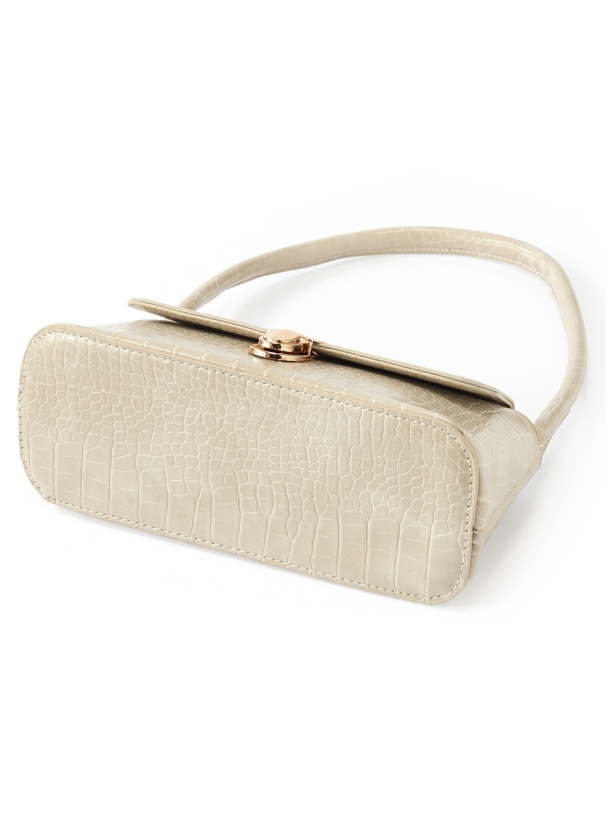 クロコダイル柄スクエアフラップワンハンドルバッグ