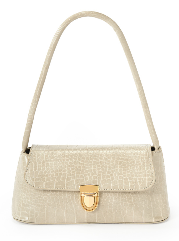 クロコダイル柄スクエアフラップワンハンドルバッグ