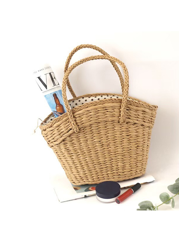 ドット柄巾着ペーパーかごバッグ