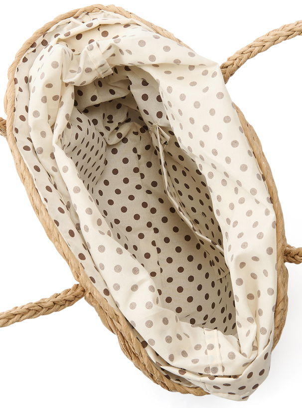 ドット柄巾着ペーパーかごバッグ