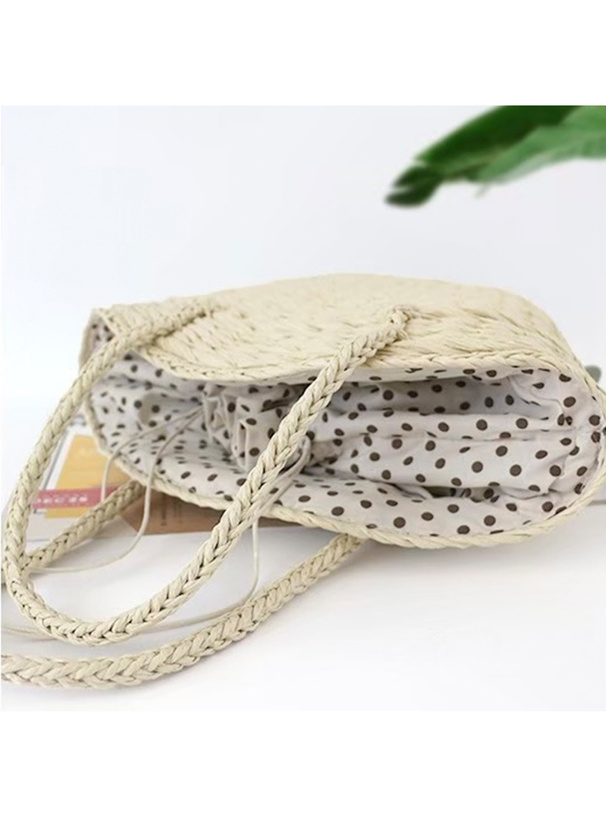ドット柄巾着ペーパーかごバッグ