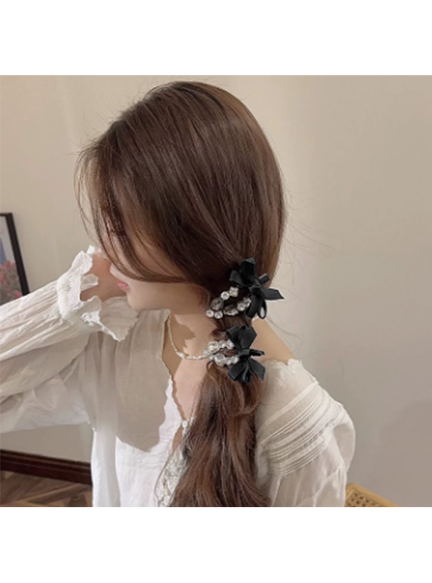 ビジューリボンヘアクリップ