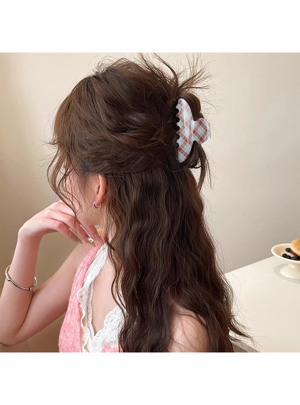 チェック柄ヘアクリップ
