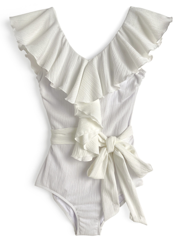 ウエストリボンラッフルワンピース水着