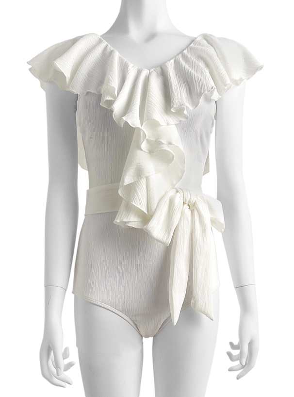 ウエストリボンラッフルワンピース水着