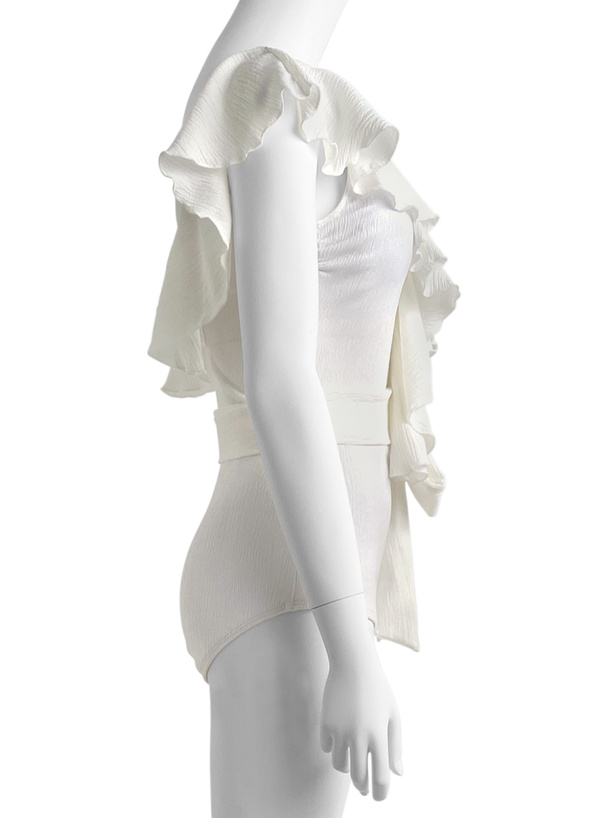 ウエストリボンラッフルワンピース水着