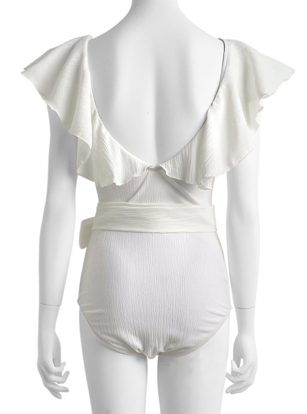 ウエストリボンラッフルワンピース水着