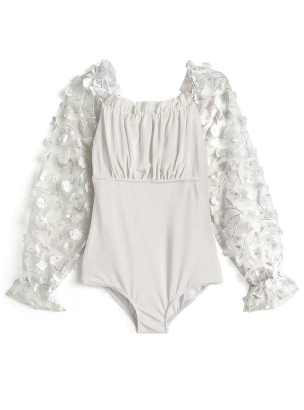 シアーフラワースリーブワンピース水着