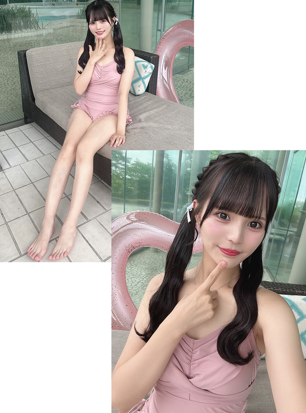 サイドレースアップ水着×シアーカーディガンセットアップ