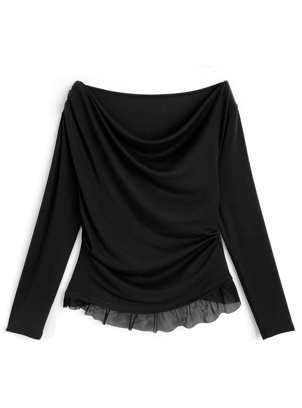Floirds Marketレーススパンコール ドレープフィット 片肩トップス Floirds Marketレーススパンコール ドレープフィット 片肩トップス