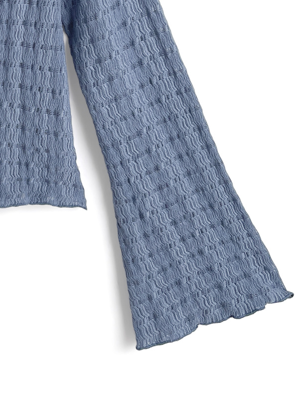 リボンジャガードフレアスリーブトップス