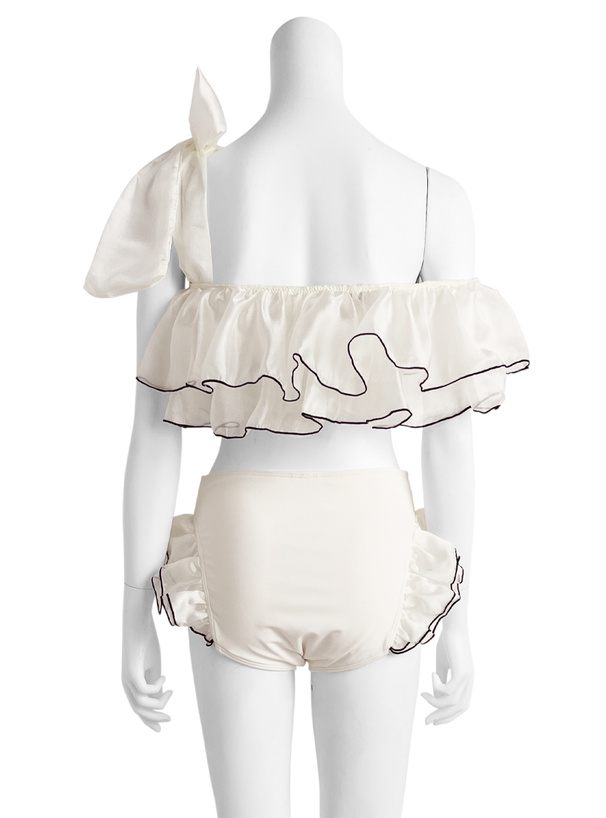 ワンショルダーリボンフリルビキニ水着