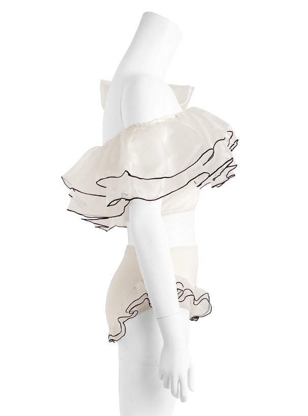 ワンショルダーリボンフリルビキニ水着